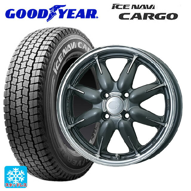 トヨタ サクシード(160系)用 2024年製 155/80R14 88/86N グッドイヤー アイスナビ カーゴ # エンケイ オール ワン マシニングガンメタリック 新品スタッドレスタイヤホイール 4本セット