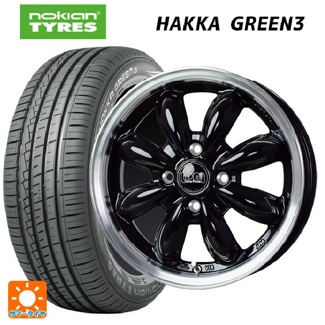 【6/22 20時〜 全品P5倍＆クーポン】155/65R14 75T ノキアン ハッカ グリーン3 ホットスタッフ ララパーム カップ2 BK/リムP 14-4.5J 国産車用 サマータイヤホイール4本セット