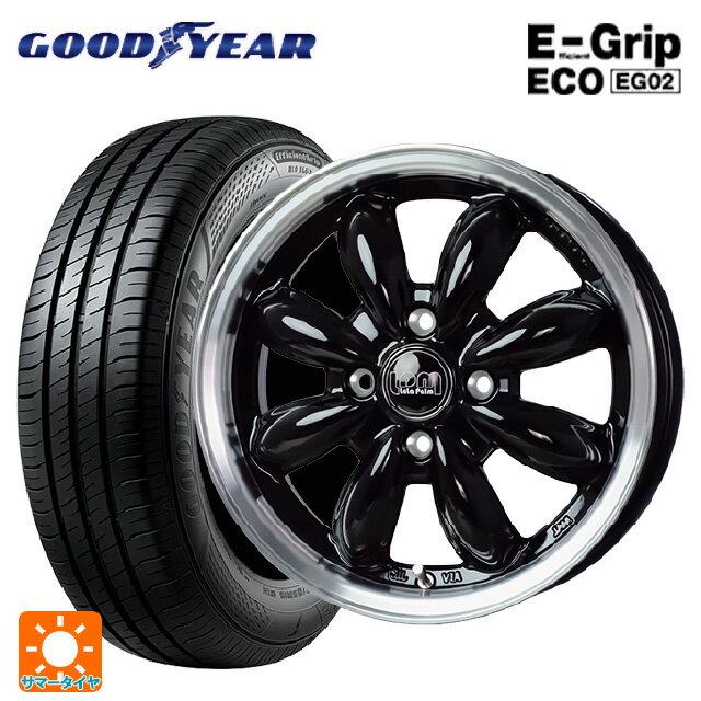 【6/15〜16限定 全品P5倍＆クーポン】155/65R14 75S グッドイヤー エフィシェントグリップ エコ EG02 ホットスタッフ ララパーム カップ2 BK/リムP 14-4.5J 国産車用 サマータイヤホイール4本セット