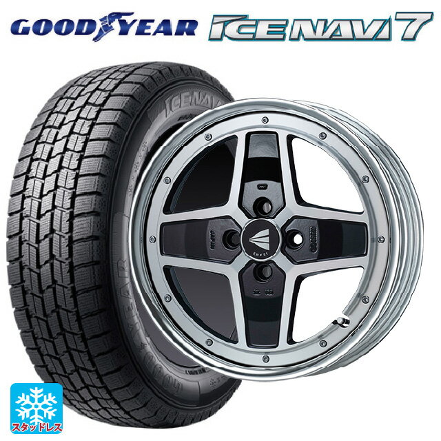 ダイハツ コペン(LA400K)用 165/60R15 77Q グッドイヤー アイスナビ7(数量限定) # エンケイ ネオクラシック アパッチ2 マシニングブラック 新品スタッドレスタイヤホイール 4本セット