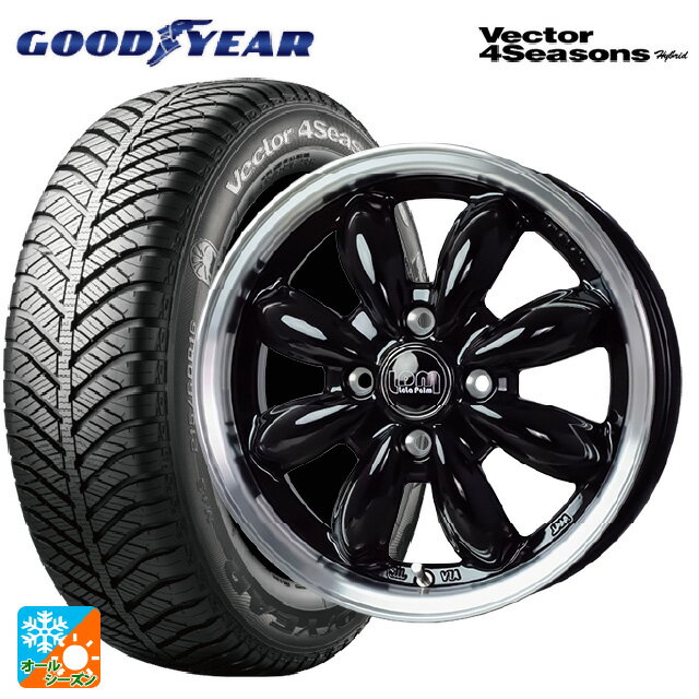 【9/3 20時〜 全品P5倍＆クーポン】155/65R14 75H グッドイヤー ベクターフォーシーズンズ ハイブリッド ホットスタッフ ララパーム カップ2 BK/リムP 14-4.5J 国産車用 オールシーズンタイヤホイール4本セット