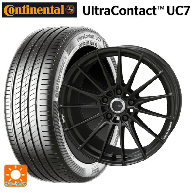【6/15〜16限定 全品P5倍＆クーポン】215/45R17 91W XL コンチネンタル ウルトラコンタクト UC7 正規品 共豊 エンケイチューニングFC01 セミグロスブラック×ロゴレーザーエッジング 17-7J 国産車用 サマータイヤホイール4本セット