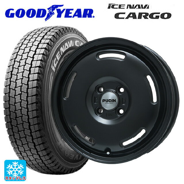 145/80R12 80/78N グッドイヤー アイスナビ カーゴ プレミックス プディン マットブラック 12-4J 国産車用 スタッドレスタイヤホイール4本セット