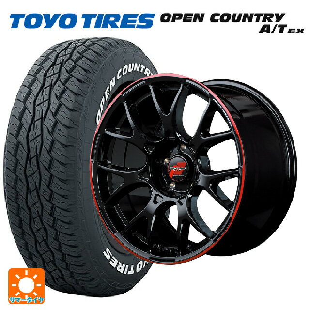 【5/9 20時〜 最大3万円OFFクーポン】ミツビシ アウトランダー(5LA GNOW)用 235/60R18 103H トーヨー オープンカントリー A/T EX ホワイトレター ＃ RMPレーシング R27 ブラック/リムレッドライン 新品サマータイヤホイール 4本セット