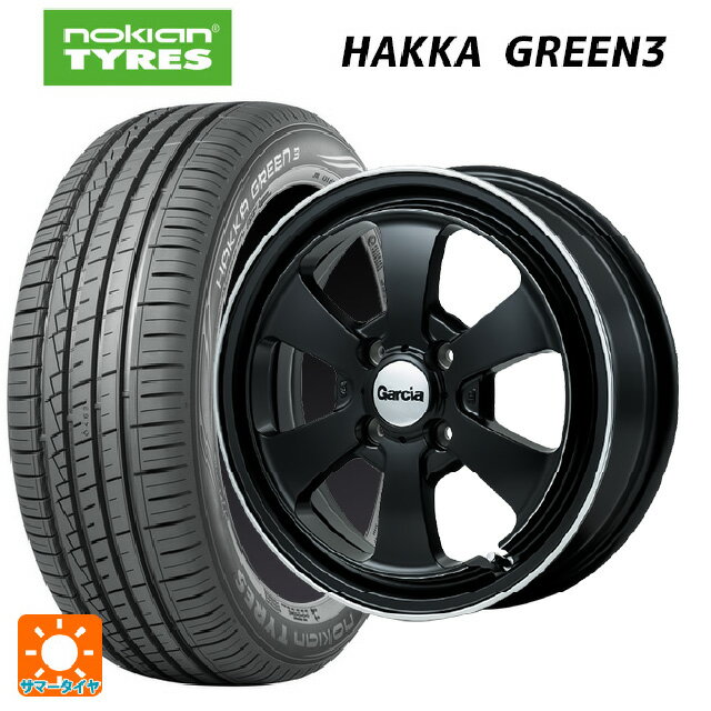【6/22 20時〜 全品P5倍＆クーポン】155/65R14 75T ノキアン ハッカ グリーン3 エムアイディー ガルシア ダラス6 セミグロスブラック/デュアルポリッシュ 14-4.5J 国産車用 サマータイヤホイール4本セット
