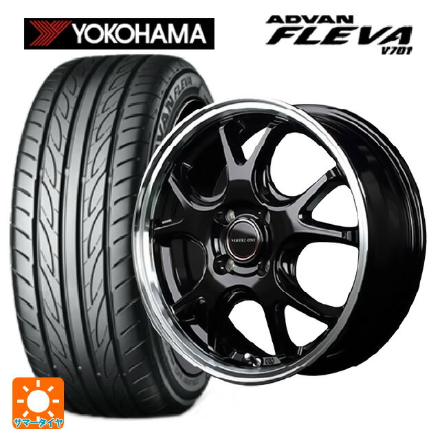 【6/22 20時〜 全品P5倍＆クーポン】165/55R15 75V ヨコハマ アドバン フレバ V701 正規品 エムアイディー MIDホイール エグゼ5 Vセレクション セミグロスガンメタ/リムポリッシュ 15-4.5J 国産車用 サマータイヤホイール4本セット
