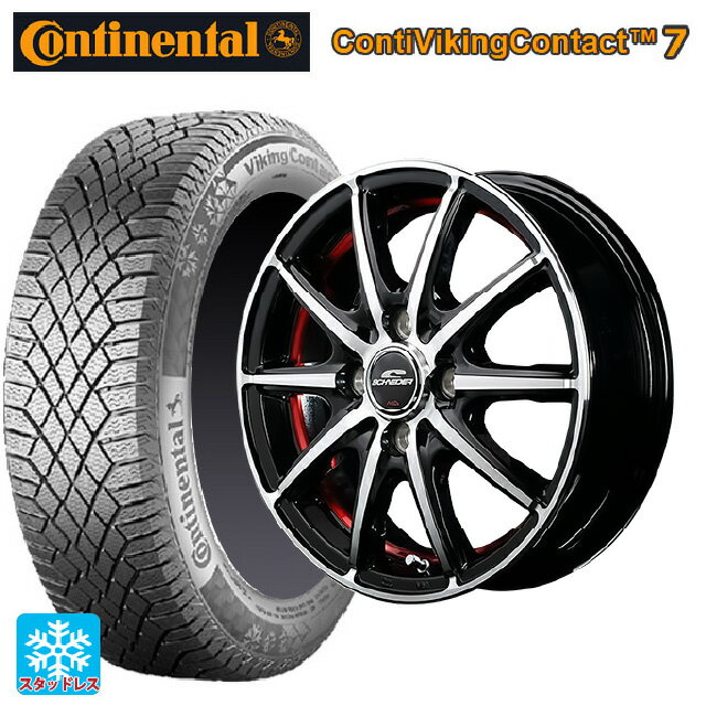 【6/22 20時〜 全品P5倍＆クーポン】175/65R14 86T XL コンチネンタル コンチバイキングコンタクト7 正規品 エムアイディー MIDホイール SX-2 ブラックポリッシュ＋アンダーカットレッドクリア 14-5.5J 国産車用 スタッドレスタイヤホイール4本セット