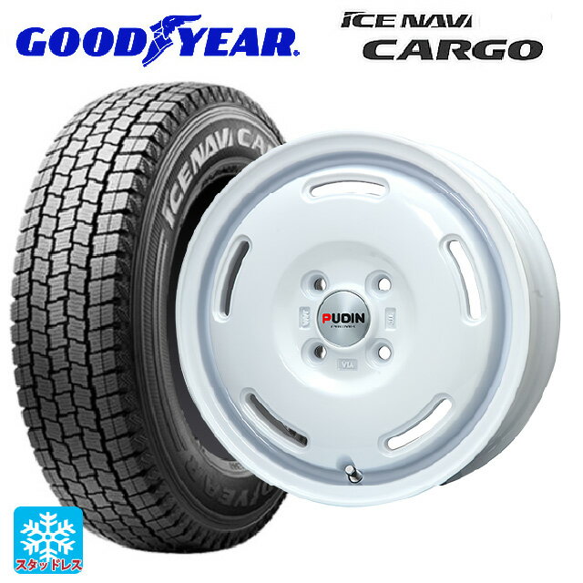 145/80R12 80/78N グッドイヤー アイスナビ カーゴ プレミックス プディン ホワイト 12-4J 国産車用 スタッドレスタイヤホイール4本セット
