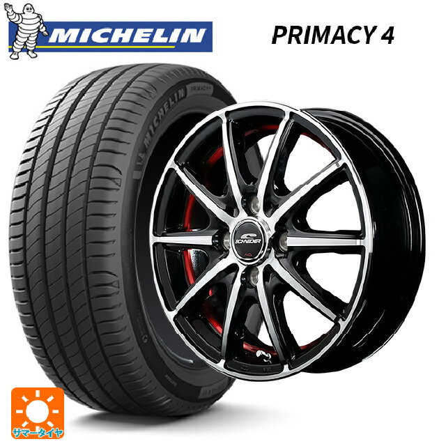 【6/15〜16限定 全品P5倍＆クーポン】185/60R15 88H XL ミシュラン 正規品 プライマシー4 エムアイディー MIDホイール SX-2 ブラックポリッシュ＋アンダーカットレッドクリア 15-5.5J 国産車用 サマータイヤホイール4本セット