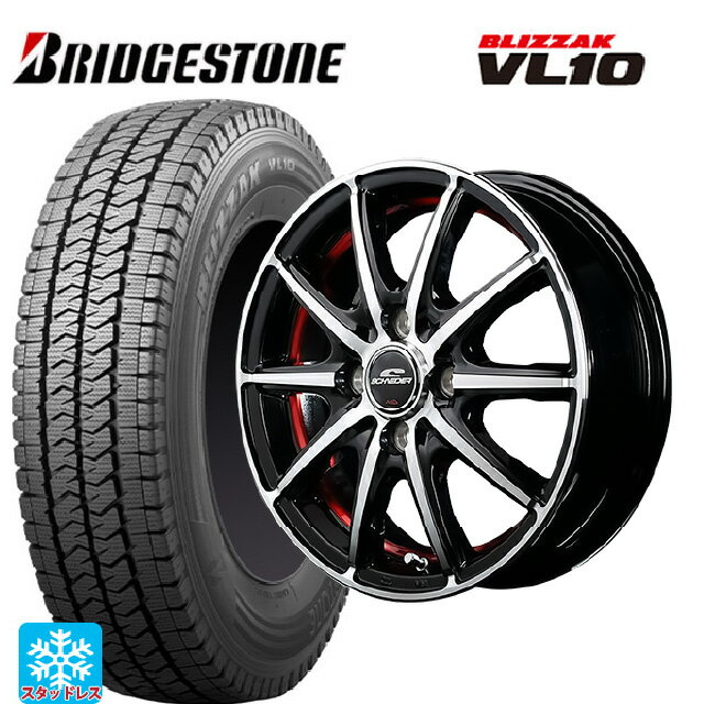 【5/27 1:59迄 最大3万円OFFクーポン】2024年製 145/80R12 80/78N ブリヂストン ブリザック VL10 正規品 エムアイディー MIDホイール SX-2 ブラックポリッシュ＋アンダーカットレッドクリア 12-3.5J 国産車用 スタッドレスタイヤホイール4本セット