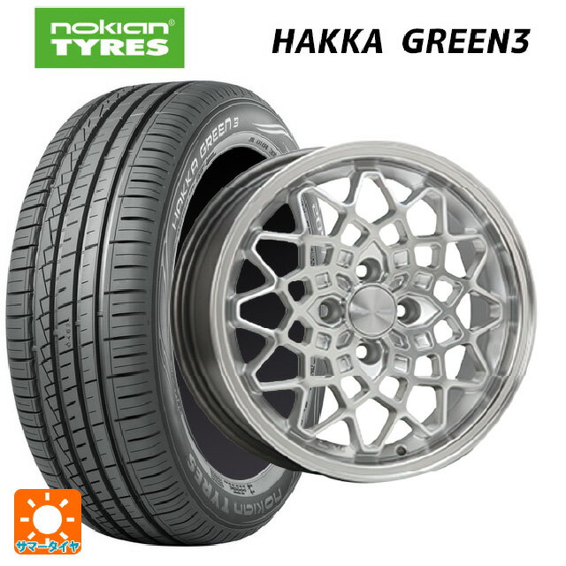 【6/15〜16限定 全品P5倍＆クーポン】185/60R15 88H XL ノキアン ハッカ グリーン3 エムエルジェイ ハイペリオン カルマ Hyper Silver Rim Polish 15-7J 国産車用 サマータイヤホイール4本セット