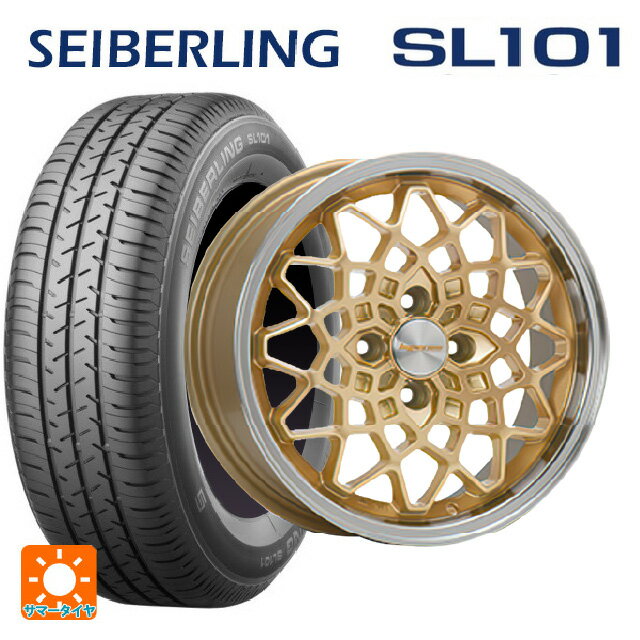 【6/15〜16限定 全品P5倍＆クーポン】165/65R14 79S セイバーリング セイバーリング SL101(ブリヂストン工場生産） エムエルジェイ ハイペリオン カルマ Gold Rim Polish 14-5J 国産車用 サマータイヤホイール4本セット