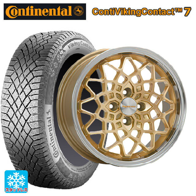 【6/22 20時〜 全品P5倍＆クーポン】175/65R14 86T XL コンチネンタル コンチバイキングコンタクト7 正規品 エムエルジェイ ハイペリオン カルマ Gold Rim Polish 14-5J 国産車用 スタッドレスタイヤホイール4本セット
