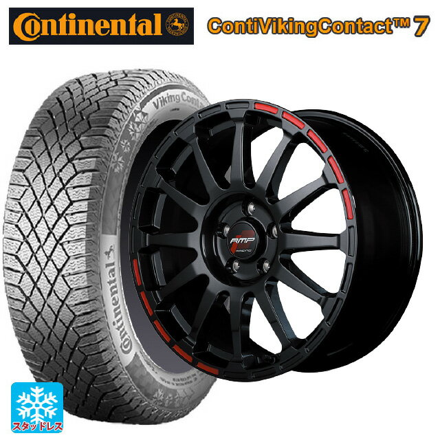 225/45R18 95T XL コンチネンタル コンチバイキングコンタクト7 正規品 マルカサービス アールエムピーレーシング GR12 クリスタルブラック／ストロボレッド 18-7.5J 国産車用 スタッドレスタイヤホイール4本セット