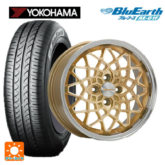 【6/22 20時〜 全品P5倍＆クーポン】185/60R15 84H ヨコハマ ブルーアース AE01F # エムエルジェイ ハイペリオン カルマ Gold Rim Polish 15-7J 国産車用 サマータイヤホイール4本セット