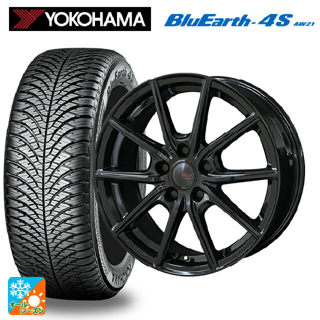 【6/22 20時〜 全品P5倍＆クーポン】155/65R14 75H ヨコハマ ブルーアース4S AW21 共豊 ザインEK # ソリッドブラック 14-4.5J 国産車用 オールシーズンタイヤホイール4本セット