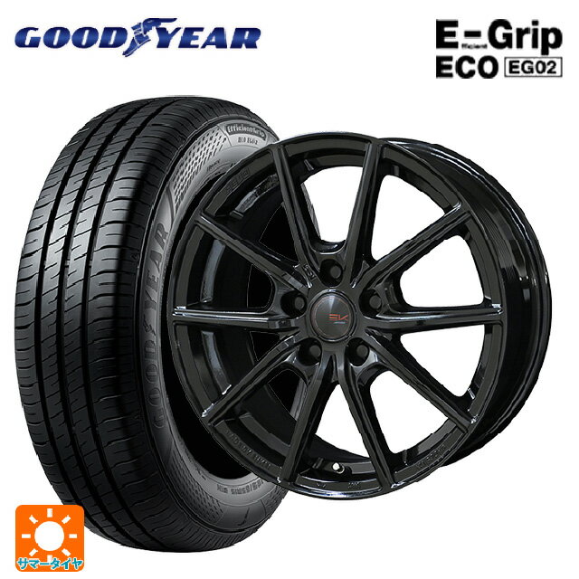 【6/15〜16限定 全品P5倍＆クーポン】185/60R15 84H グッドイヤー エフィシェントグリップ エコ EG02 共豊 ザインEK ソリッドブラック 15-5.5J 国産車用 サマータイヤホイール4本セット