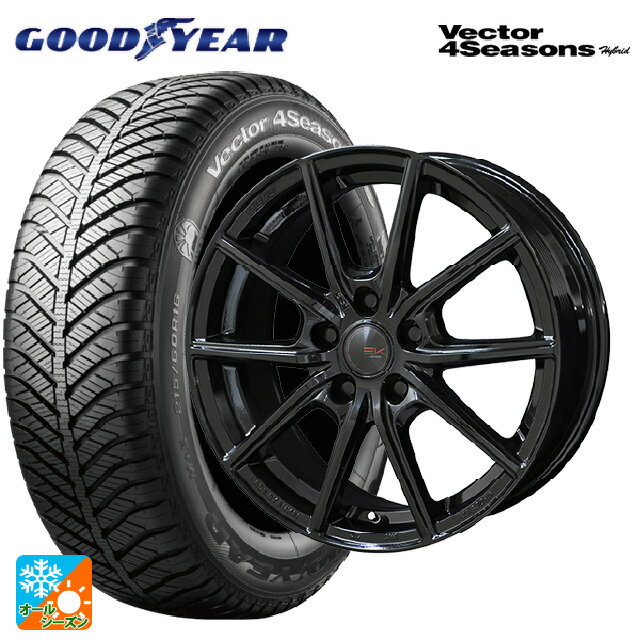 185/65R15 88H グッドイヤー ベクターフォーシーズンズ ハイブリッド 共豊 ザインEK ソリッドブラック 15-5.5J 国産車用 オールシーズンタイヤホイール4本セット