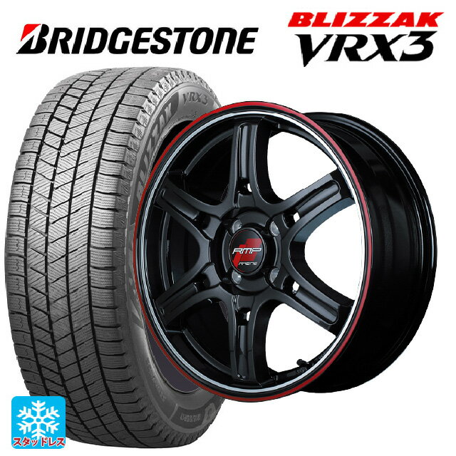 195/50R16 88Q XL ブリヂストン ブリザック VRX3 正規品 マルカサービス アールエムピーレーシング R60 クリスタルブラック／デュアルポリッシュ／レッド＆クリア 16-6J 国産車用 スタッドレスタイヤホイール4本セット