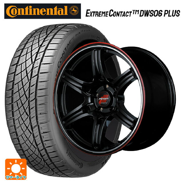 2022年製 225/40R18 92Y XL コンチネンタル エクストリームコンタクト DWS06プラス＃ 正規品 マルカサービス アールエムピーレーシング R60 クリスタルブラック／デュアルポリッシュ／レッド＆クリア 18-7.5J 国産車用 サマータイヤホイール4本セット