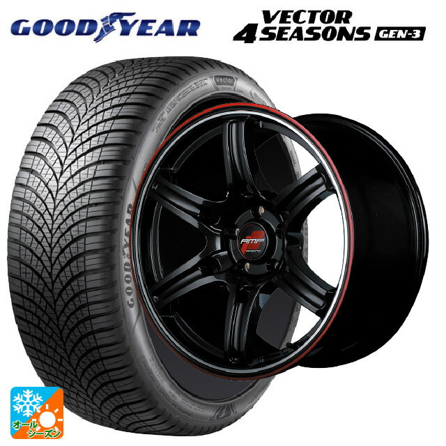 ホンダ ZR-V(RZ4)用 215/55R17 98W XL グッドイヤー ベクターフォーシーズンズ ジェン3 アールエムピーレーシング R60 クリスタルブラック／デュアルポリッシュ／レッド＆クリア 新品オールシーズンタイヤホイール 4本セット