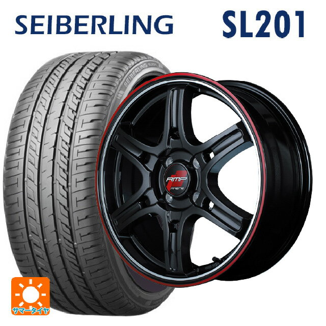 165/55R15 75V セイバーリング セイバーリング SL201(ブリヂストン工場生産） # マルカサービス アールエムピーレーシング R60 クリスタルブラック／デュアルポリッシュ／レッド＆クリア 15-5J 国産車用 サマータイヤホイール4本セット