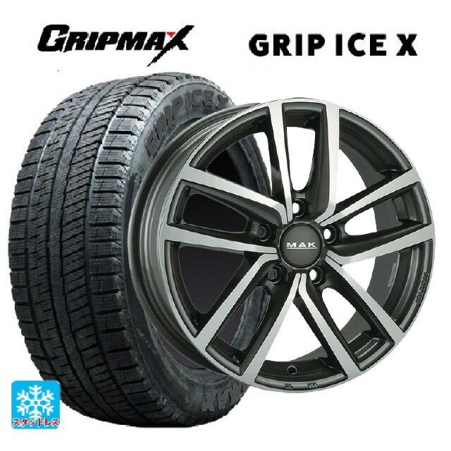 【6/20限定 全品P5倍＆クーポン】アウディ A1(GBD系)用 195/55R16 87T グリップマックス グリップアイスX ブラックレター 阿部商会 マック ドレスデン ガンメタリックミラー 新品スタッドレスタイヤホイール 4本セット