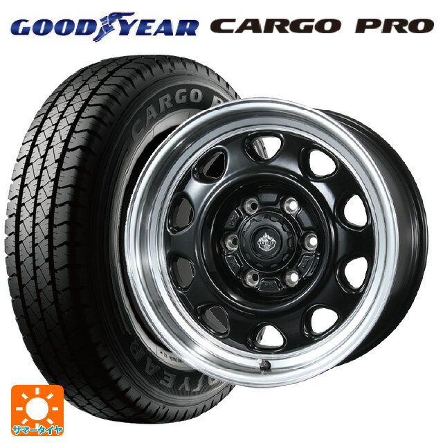 ニッサン キャラバン(E25系)用 195/80R15 107/105N グッドイヤー カーゴプロ トピー ランドフット SWZ グロスブラックリムポリッシュ 新品サマータイヤホイール 4本セット