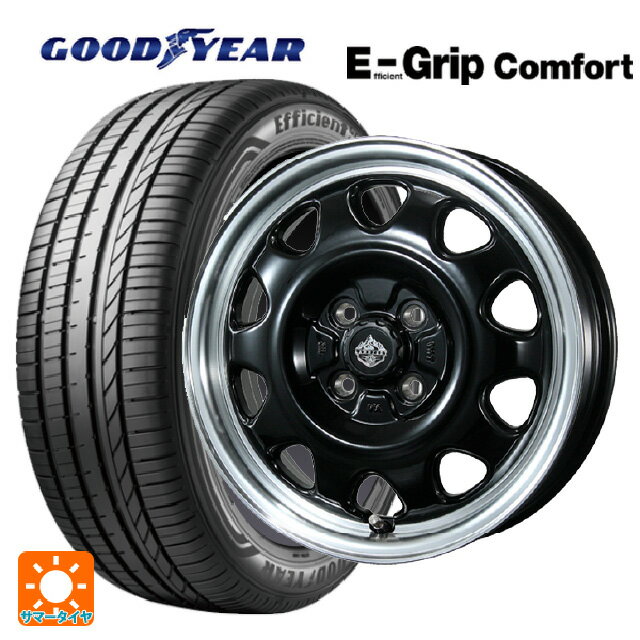【6/11 1:59迄 全品ポイント5倍】165/50R15 73V グッドイヤー エフィシェントグリップ コンフォート トピー ランドフット SWZ グロスブラックリムポリッシュ 15-4.5J 国産車用 サマータイヤホイール4本セット