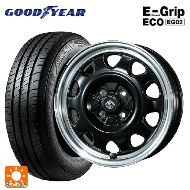 【6/15〜16限定 全品P5倍＆クーポン】165/55R15 75V グッドイヤー エフィシェントグリップ エコ EG02 トピー ランドフット SWZ グロスブラックリムポリッシュ 15-4.5J 国産車用 サマータイヤホイール4本セット