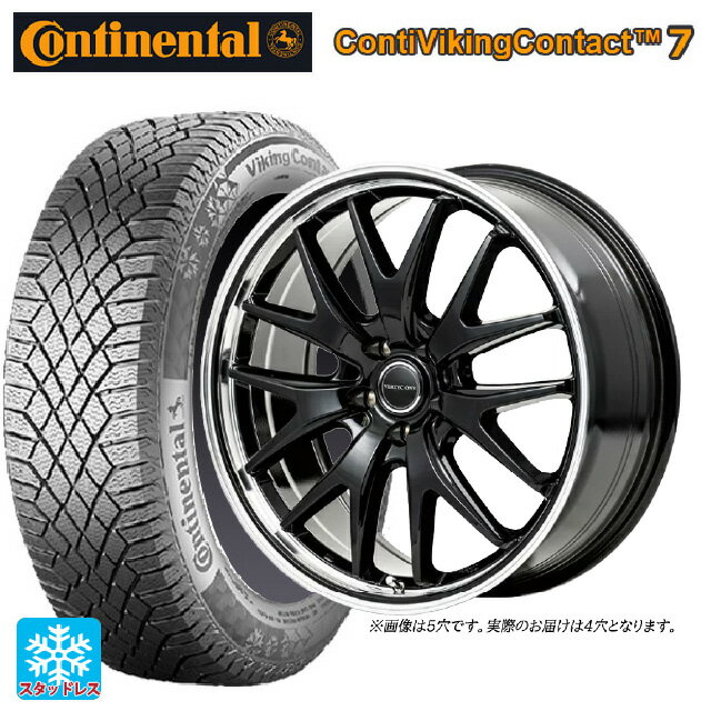 【6/15〜16限定 全品P5倍＆クーポン】155/65R14 75T コンチネンタル コンチバイキングコンタクト7 正規品 エムアイディー MIDホイール エグゼ7 グロスブラック/ラインポリッシュ 14-4.5J 国産車用 スタッドレスタイヤホイール4本セット