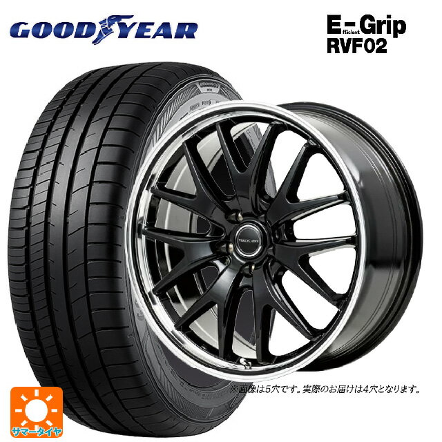 【6/15〜16限定 全品P5倍＆クーポン】185/60R15 84H グッドイヤー エフィシェントグリップ RVF02 エムアイディー MIDホイール エグゼ7 グロスブラック/ラインポリッシュ 15-5.5J 国産車用 サマータイヤホイール4本セット