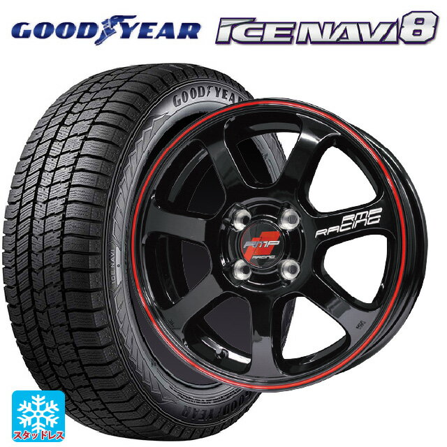 【6/11 1:59迄 全品ポイント5倍】ミニ ミニクラブマン(F54)用 225/40R18 92Q XL グッドイヤー アイスナビ8 エムアイディー MIDレーシング R07 ブラック/リムレッドライン 新品スタッドレスタイヤホイール 4本セット