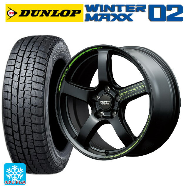 【6/15〜16限定 全品P5倍＆クーポン】165/55R15 75Q ダンロップ ウィンターマックス 02(WM02) エムアイディー MIDレーシング R50 タイプS セミグロスブラック 15-5J 国産車用 スタッドレスタイヤホイール4本セット