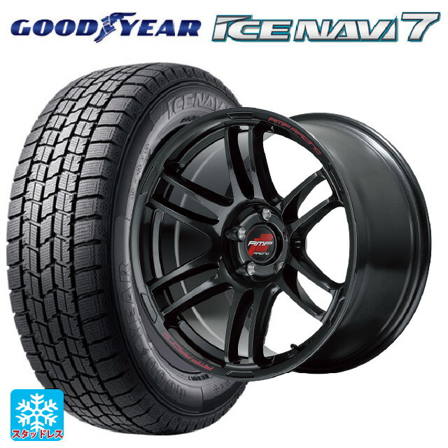 【6/11 1:59迄 全品ポイント5倍】225/45R18 91Q グッドイヤー アイスナビ7(数量限定) # エムアイディー MIDレーシング R26 クリスタルブラック 18-7.5J 国産車用 スタッドレスタイヤホイール4本セット
