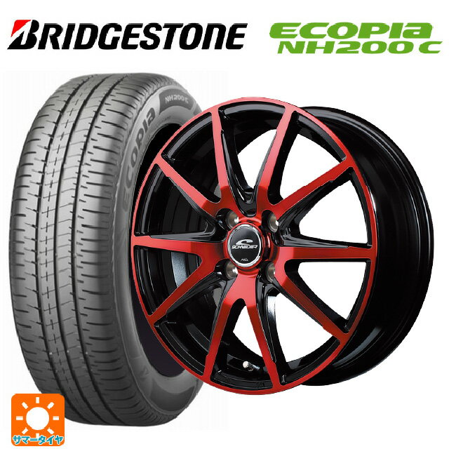 165/60R14 75H ブリヂストン エコピア NH200C 正規品 # エムアイディー MIDホイール DR02 ブラックポリッシュ/レッドクリア 14-4.5J 国産車用 サマータイヤホイール4本セット