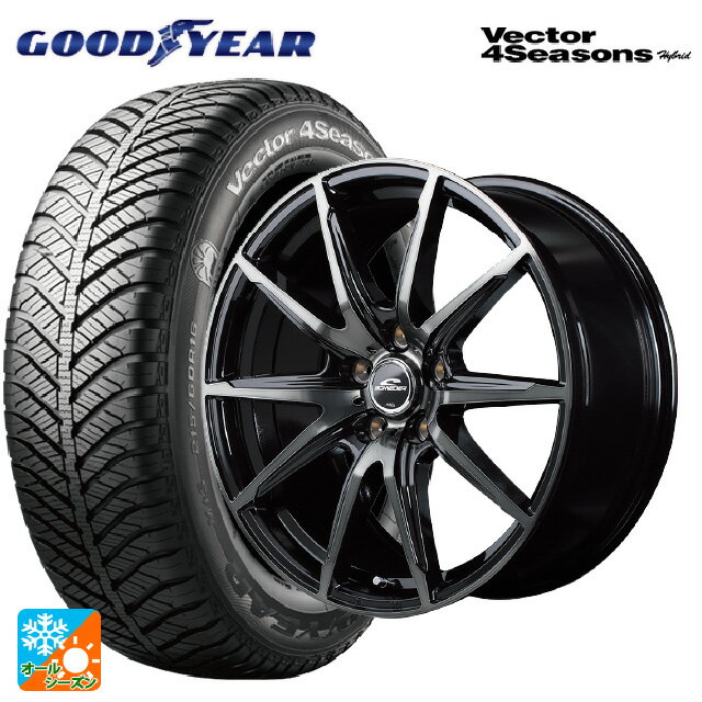 195/65R15 91H グッドイヤー ベクターフォーシーズンズ ハイブリッド エムアイディー MIDホイール DR02 ブラックポリッシュ/ブラッククリア 15-6J 国産車用 オールシーズンタイヤホイール4本セット