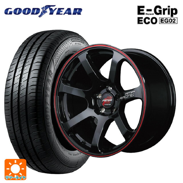 【6/22 20時〜 全品P5倍＆クーポン】165/50R15 73V グッドイヤー エフィシェントグリップ エコ EG02 エムアイディー MIDレーシング R07 ブラック/リムレッドライン 15-5J 国産車用 サマータイヤホイール4本セット