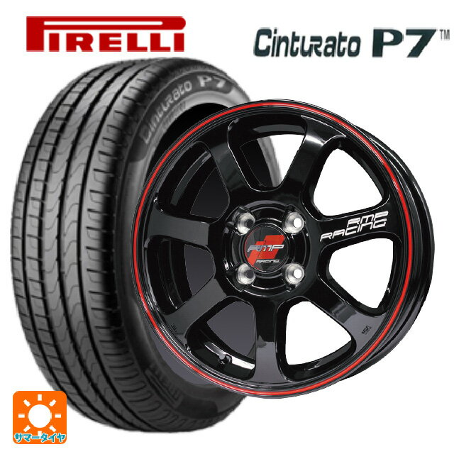 215/45R18 89V ピレリ チンチュラートP7 エムアイディー MIDレーシング R07 ブラック/リムレッドライン 18-7.5J 国産車用 サマータイヤホイール4本セット
