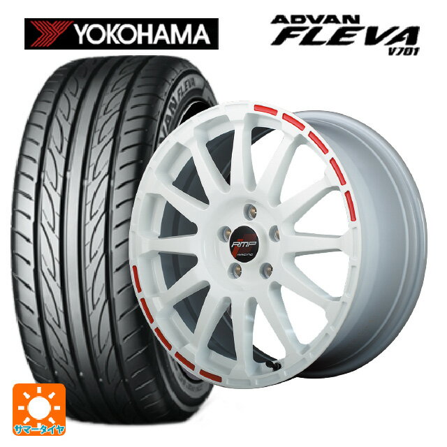 【5/20限定 最大3万円OFFクーポン】195/45R17 85W XL ヨコハマ アドバン フレバ V701 マルカサービス アールエムピーレーシング GR12 ホワイト／ストロボレッド 17-7J 国産車用 サマータイヤホイール4本セット