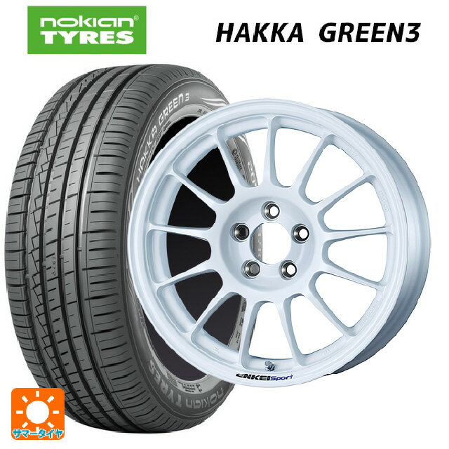 195/55R15 89V XL ノキアン ハッカ グリーン3 エンケイ エンケイスポーツ RC-T5 White 15-6J 国産車用 サマータイヤホイール4本セット
