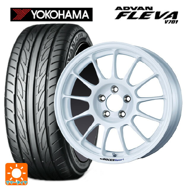 【6/11 1:59迄 全品ポイント5倍】195/55R15 85V ヨコハマ アドバン フレバ V701 正規品 エンケイ エンケイスポーツ RC-T5 White 15-6J 国産車用 サマータイヤホイール4本セット