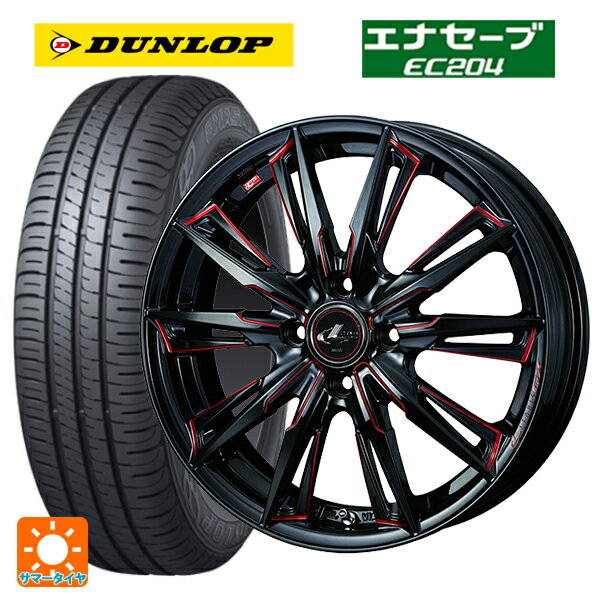 【6/11 1:59迄 全品ポイント5倍】185/55R16 83V ダンロップ エナセーブEC204 ウェッズ レオニス GX BK/SC(RED) 16-6J 国産車用 サマータイヤホイール4本セット