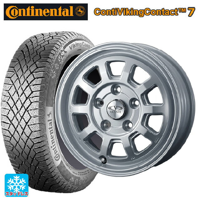 【6/22 20時〜 全品P5倍＆クーポン】175/65R14 86T XL コンチネンタル コンチバイキングコンタクト7 正規品 ウェッズ ヴィセンテ06PS シルバー 14-5J 国産車用 スタッドレスタイヤホイール4本セット