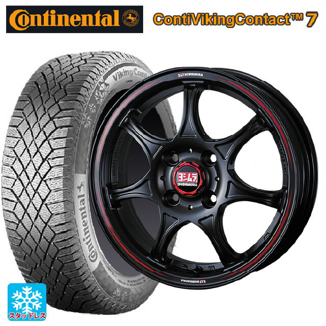 【6/11 1:59迄 全品ポイント5倍】155/65R14 75T コンチネンタル コンチバイキングコンタクト7 正規品 ヨシムラ WRS セブン セミマットブラック 14-4.5J 国産車用 スタッドレスタイヤホイール4本セット