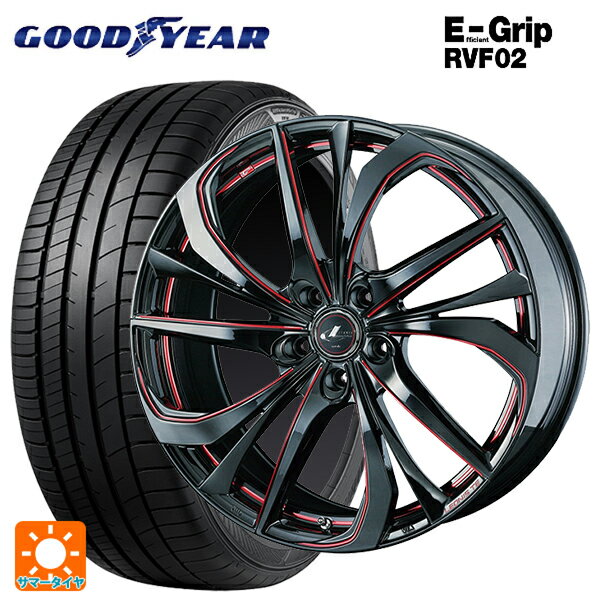 【6/20限定 全品P5倍＆クーポン】225/40R19 93W XL グッドイヤー エフィシェントグリップ RVF02 ウェッズ レオニス TE BK/SC(RED) 19-8J 国産車用 サマータイヤホイール4本セット