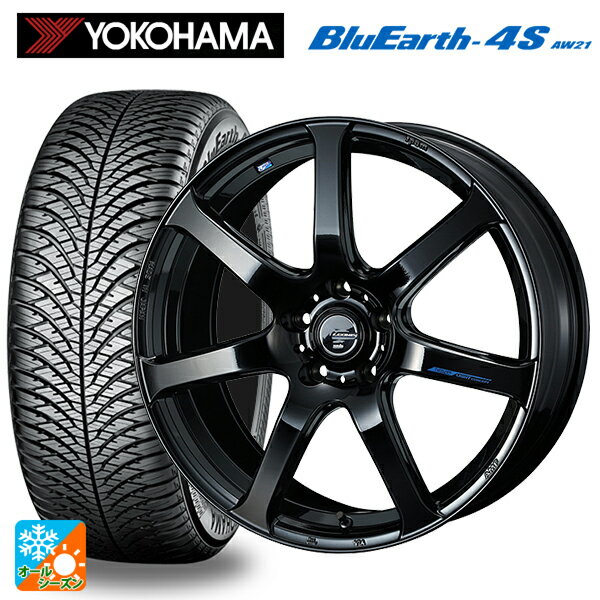 トヨタ ハリアー(80系)用 225/60R18 104V ヨコハマ ブルーアース4S AW21 ウェッズ レオニス ナヴィア07 PBK 新品オールシーズンタイヤホイール 4本セット