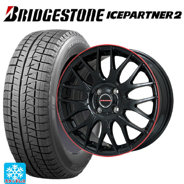 195/65R15 91Q ブリヂストン アイスパートナー2 正規品 ビックウェイ レイシーン プラバ 9M Jr2 GBK/RDリム 15-6J 国産車用 スタッドレスタイヤホイール4本セット