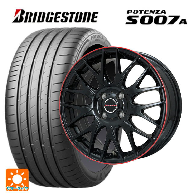 【6/22 20時〜 全品P5倍＆クーポン】205/50R16 87V ブリヂストン ポテンザ S007A 正規品 ビックウェイ レイシーン プラバ 9M Jr2 GBK/RDリム 16-6.5J 国産車用 サマータイヤホイール4本セット