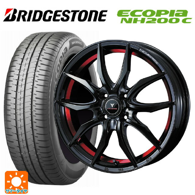 【6/22 20時〜 全品P5倍＆クーポン】175/55R15 77V ブリヂストン エコピア NH200C 正規品 # ウェッズ ノヴァリス ローグ VF ピアノブラック/レッドライン 15-5.5J 国産車用 サマータイヤホイール4本セット